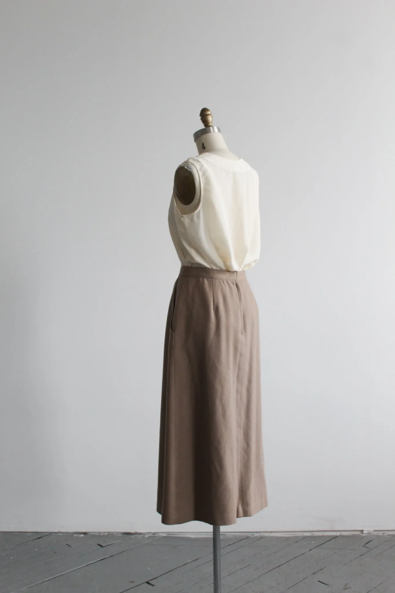 almond wool midi skirt