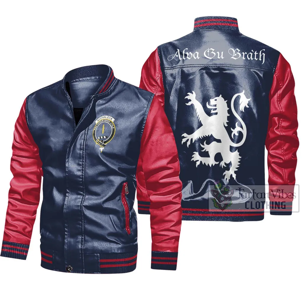 Auchinleck (Affleck) Family Crest Leather Bomber Jacket Lion Rampant Alba Gu Brath Style