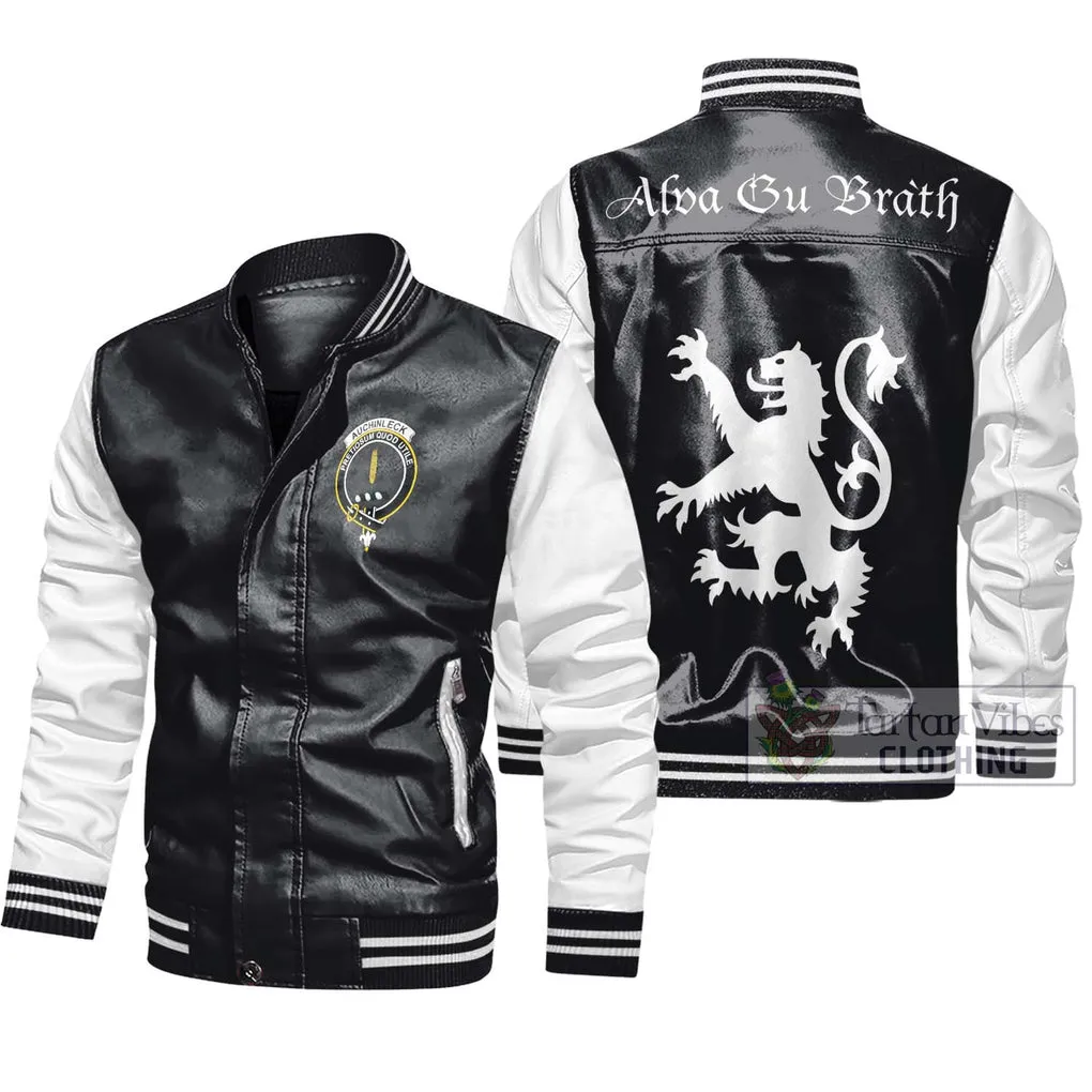 Auchinleck (Affleck) Family Crest Leather Bomber Jacket Lion Rampant Alba Gu Brath Style