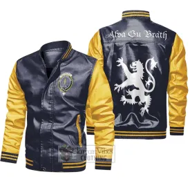 Auchinleck (Affleck) Family Crest Leather Bomber Jacket Lion Rampant Alba Gu Brath Style