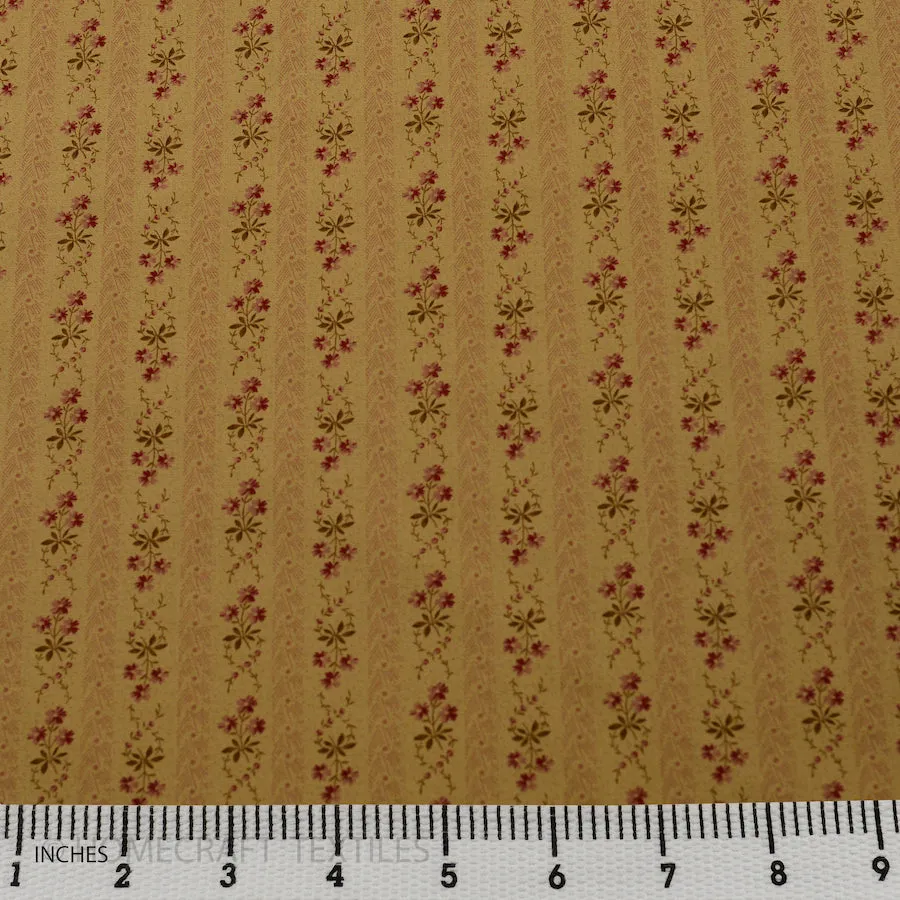 Beige Posy Stripe Cotton Print