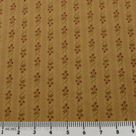 Beige Posy Stripe Cotton Print