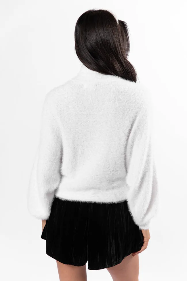 Beyond Me White Fuzzy Turtleneck Sweater SALE