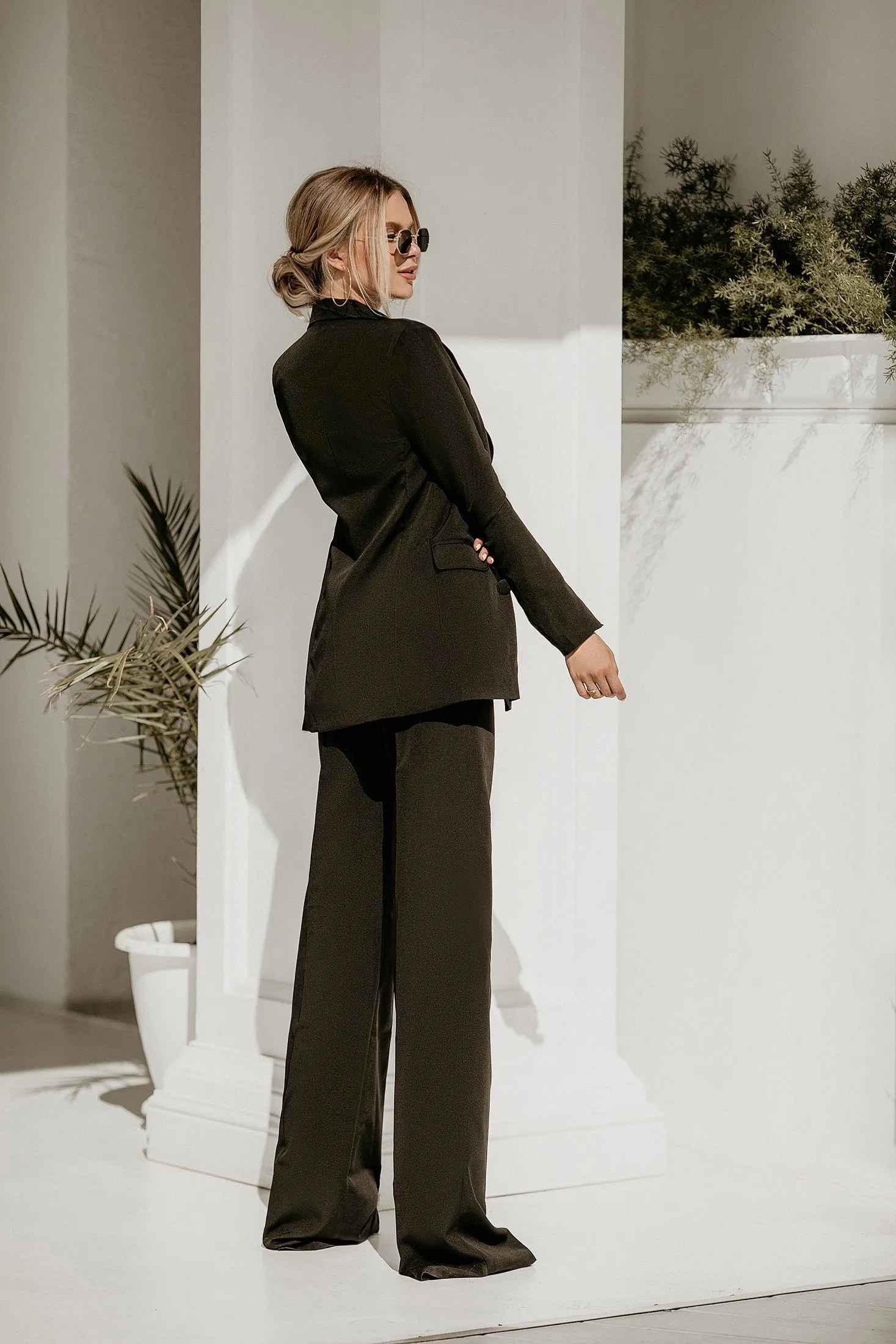 Black Belted Double Breasted Suit 2-Piece