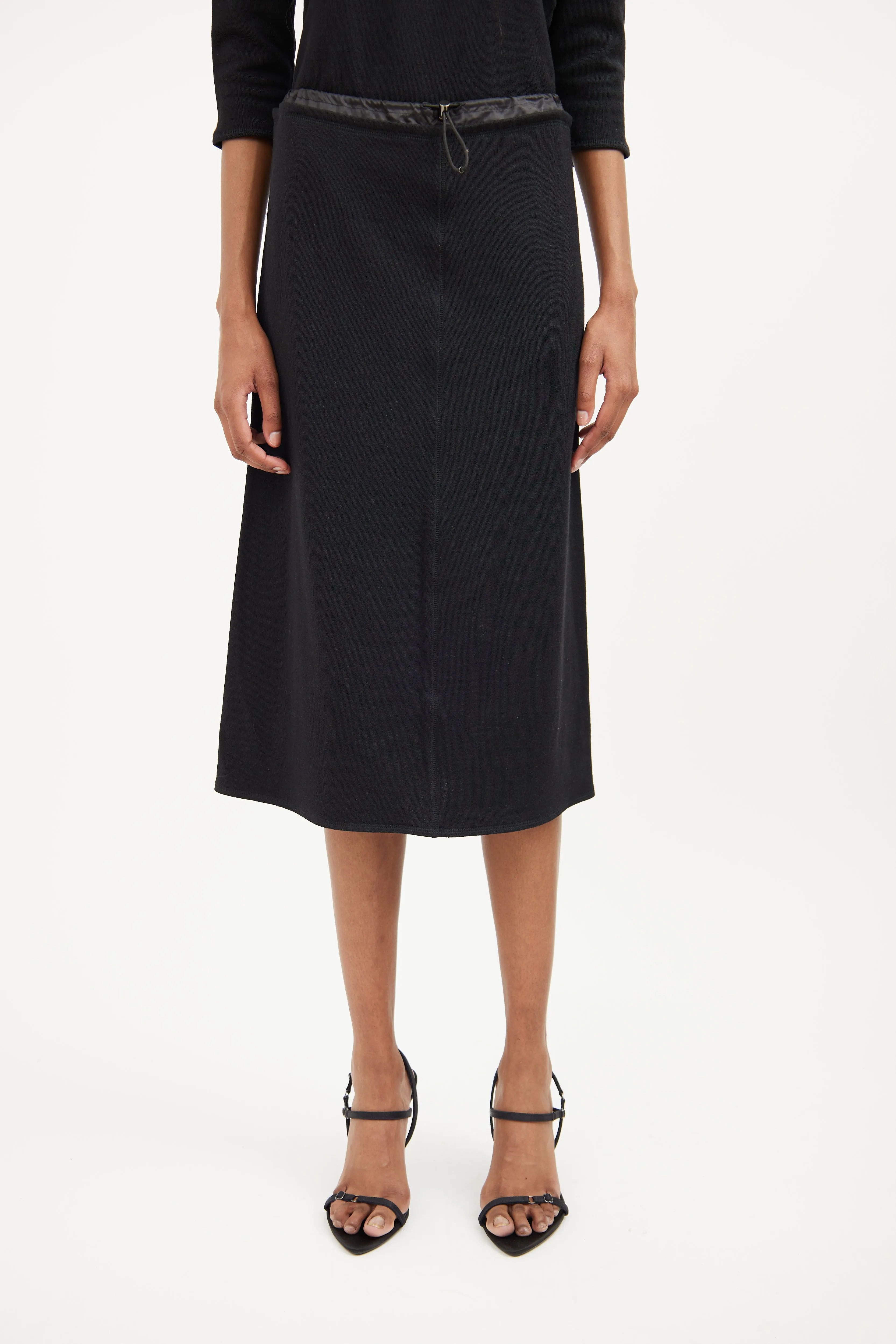 Black Wool & Nylon Skirt