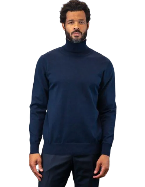 Blue Men's Turtleneck Sweaters Light Blend Regular-Fit