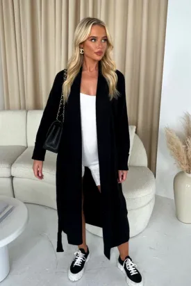 Charlotte Black Long Knitted Cardigan