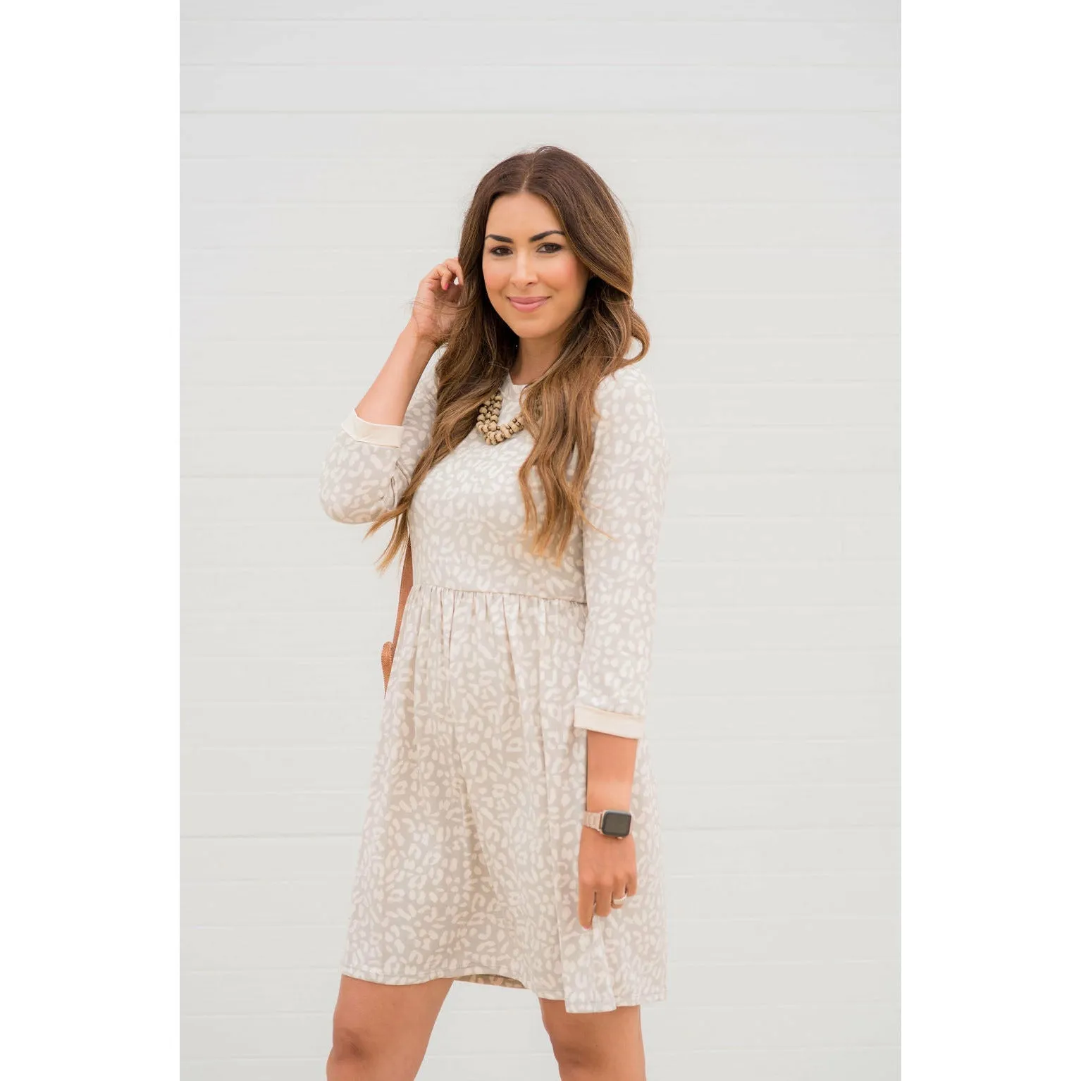 Cheetah Cuffed Sleeve Dress