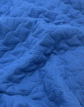 Cobalt Blue Quilted Double Gauze Fabric