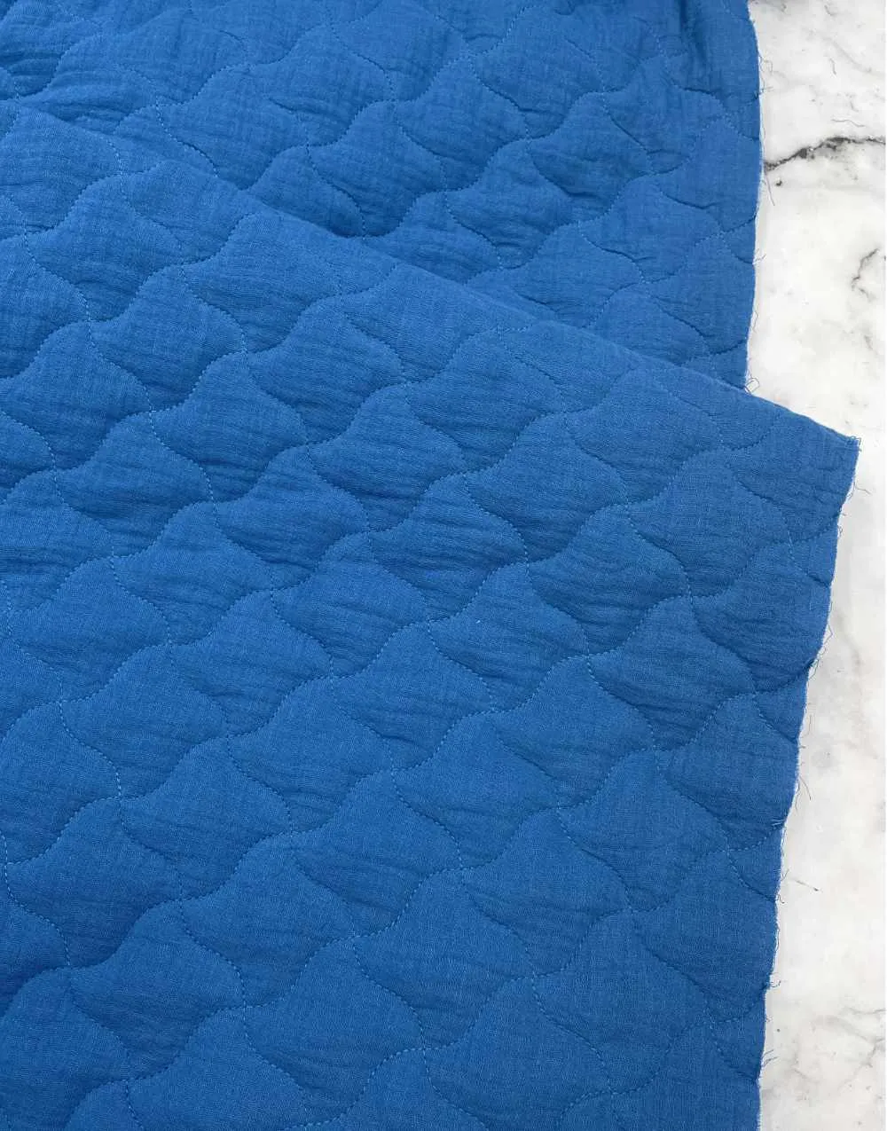 Cobalt Blue Quilted Double Gauze Fabric