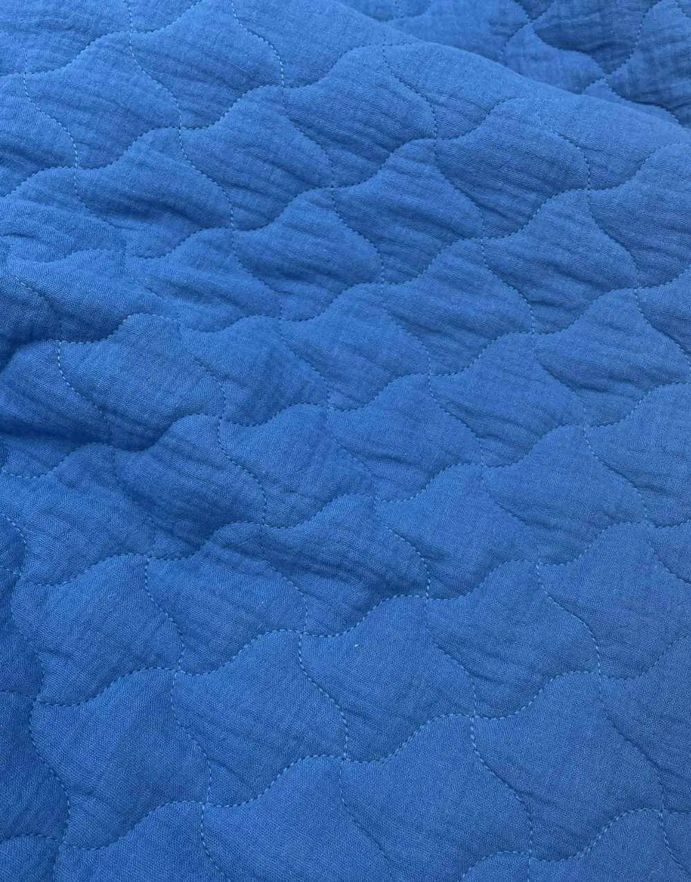 Cobalt Blue Quilted Double Gauze Fabric