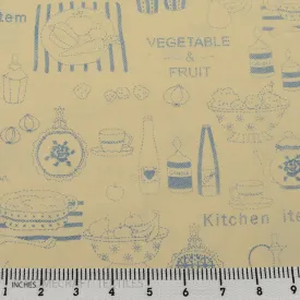 Cream Kitchen Cooking Cotton Print