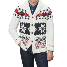 Cream White Wool Nordic Aztec Cardigan