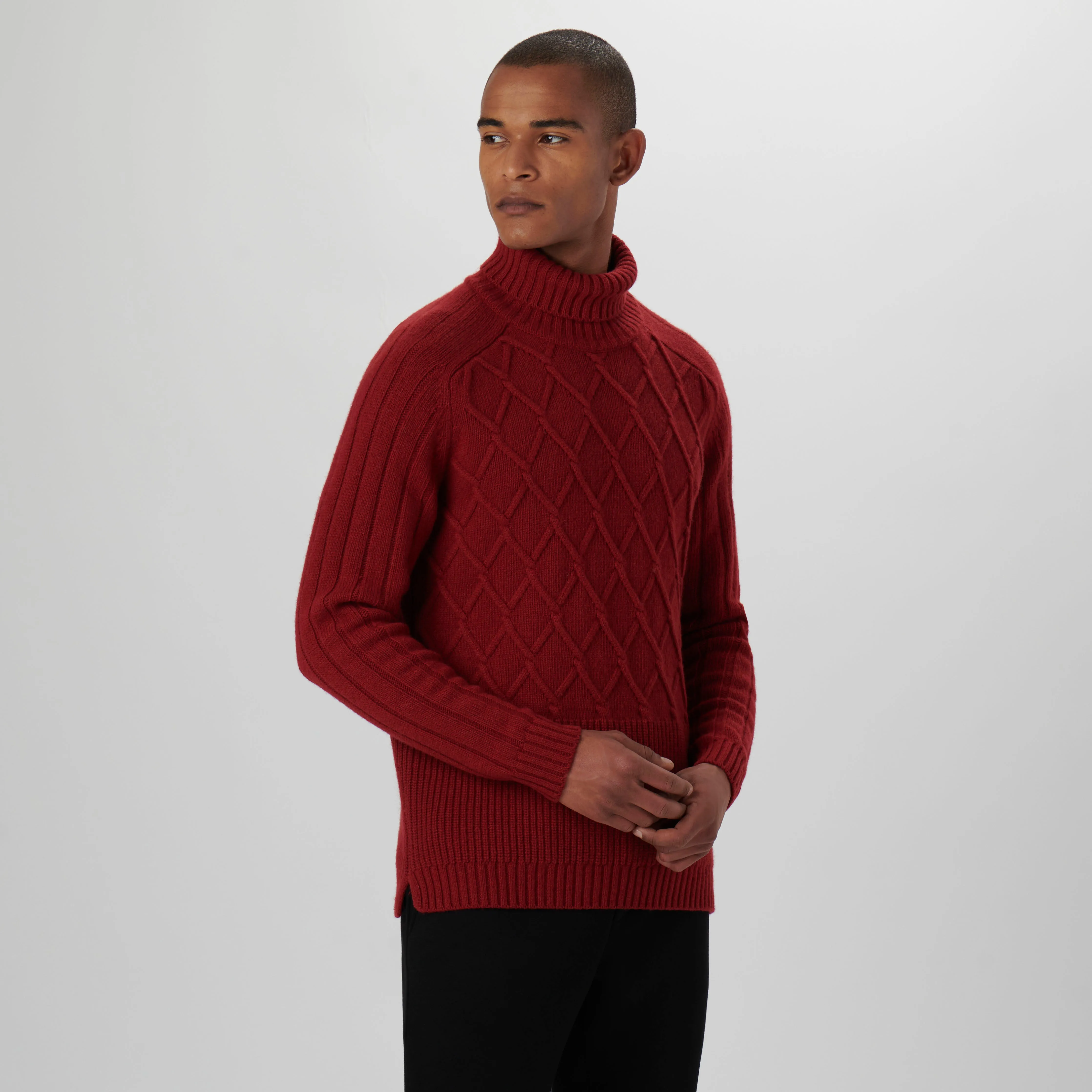 Diamond Stitch Turtleneck Sweater