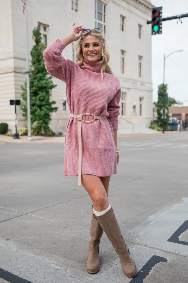 Faith In Love Mauve Turtleneck Sweater Dress FINAL SALE