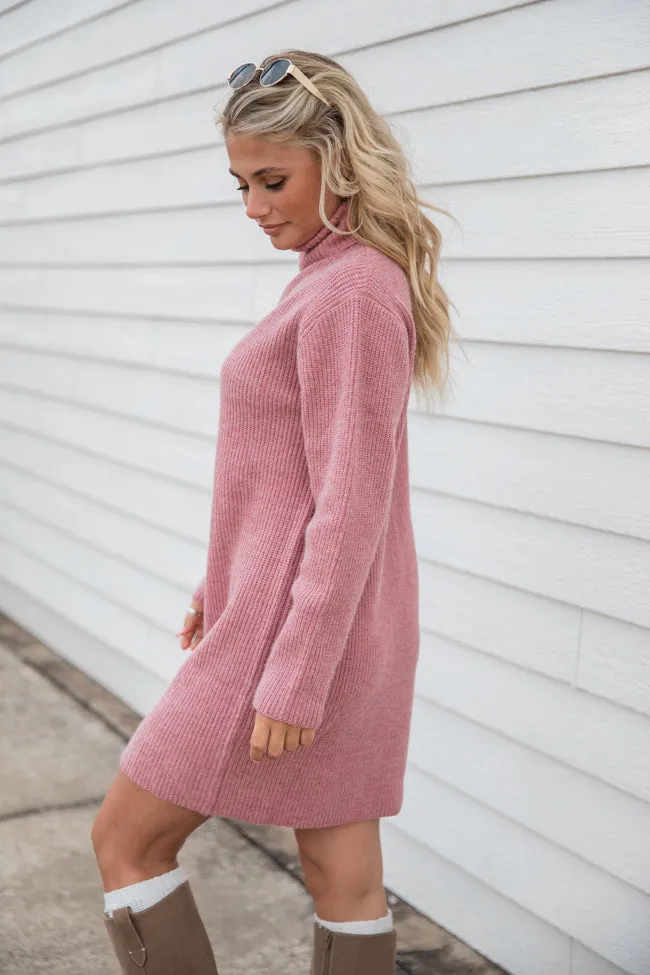 Faith In Love Mauve Turtleneck Sweater Dress FINAL SALE