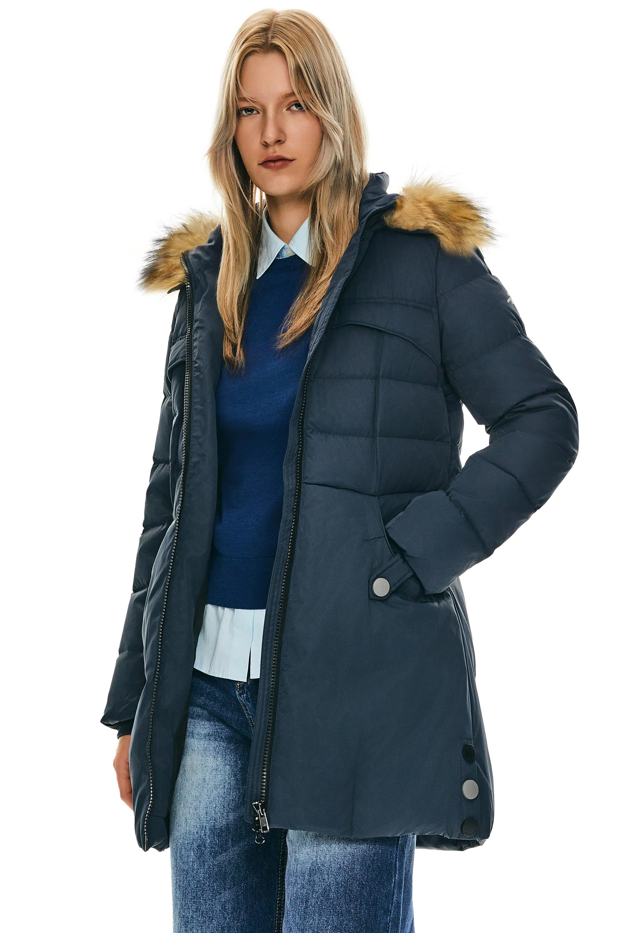 Faux Fur Qulited Puffer Down Jacket