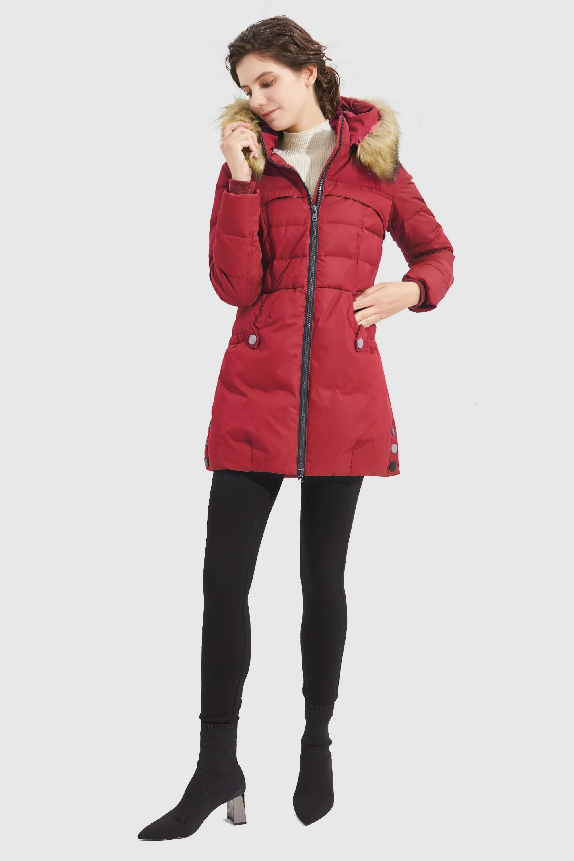 Faux Fur Qulited Puffer Down Jacket