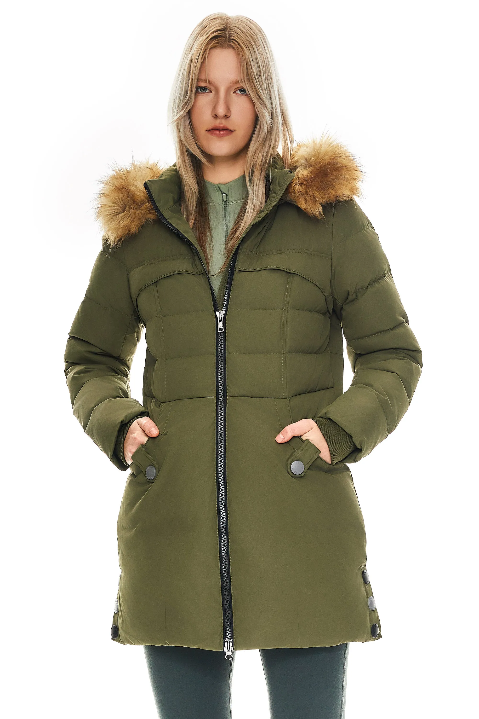 Faux Fur Qulited Puffer Down Jacket