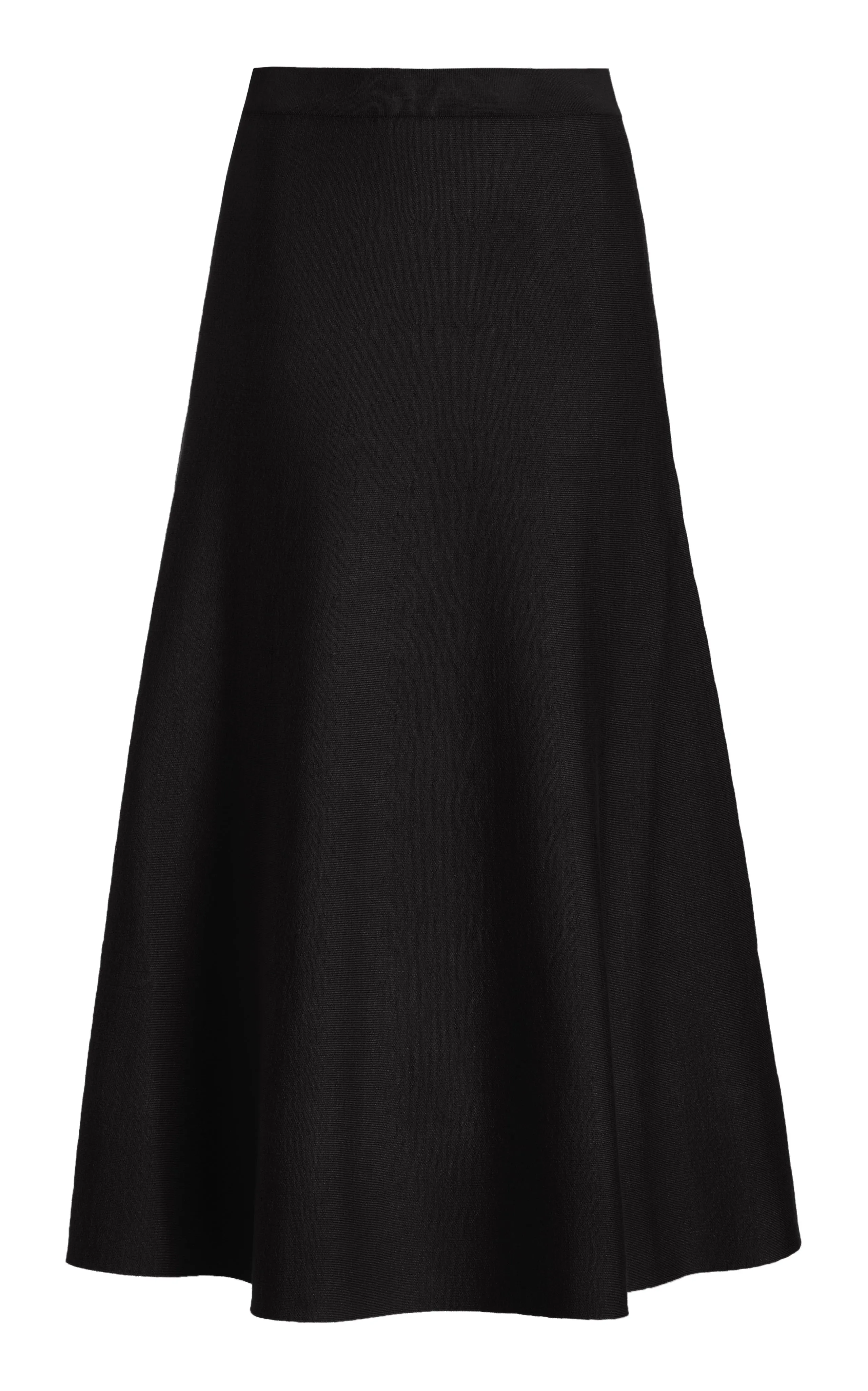 Freddie Knit Midi Skirt in Black Merino Wool Cashmere