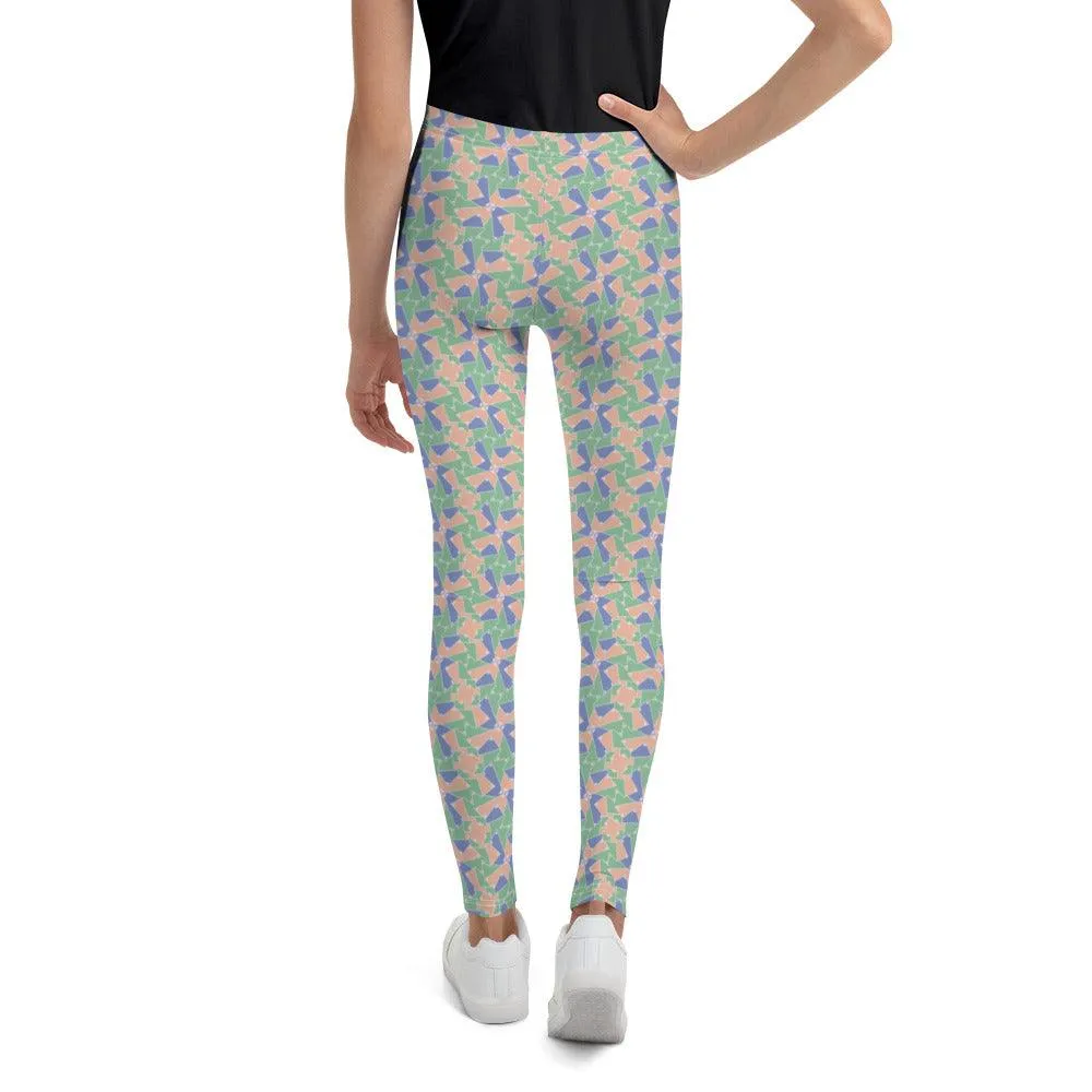 Green Patterned Youth Leggings