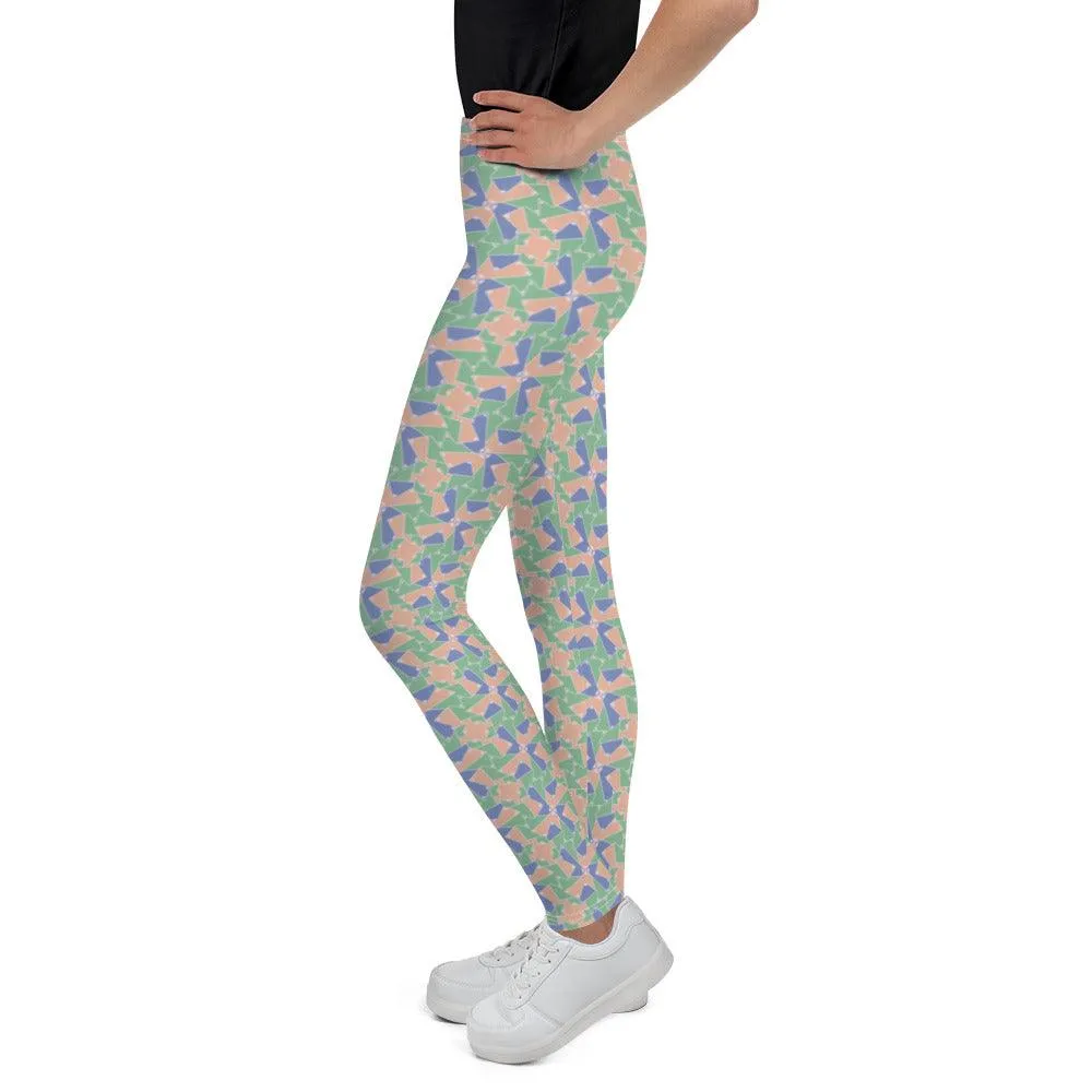 Green Patterned Youth Leggings