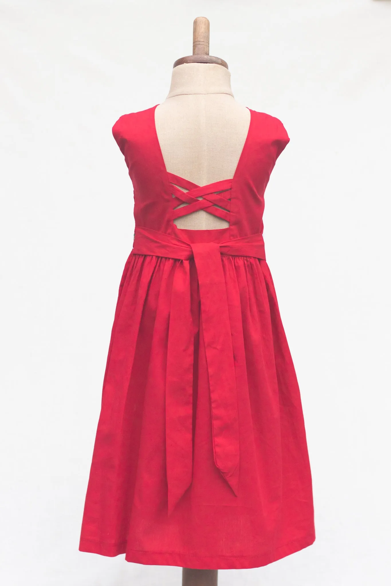 Hand-Smocked Dress, Red