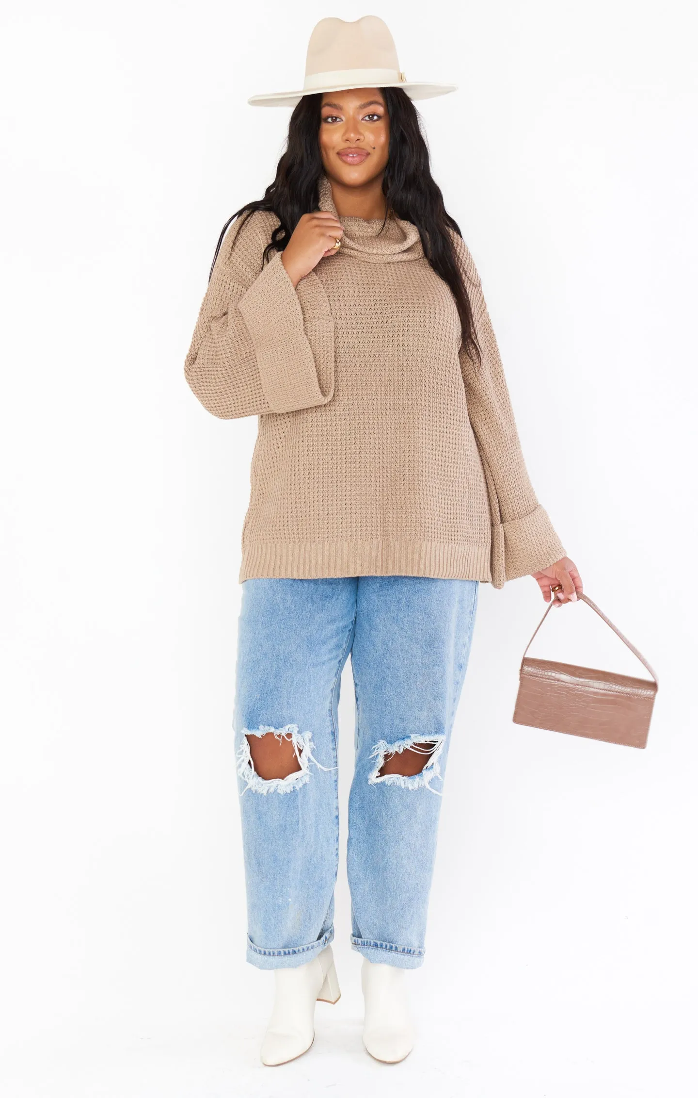 Hicks Sweater ~ Taupe Waffle Knit