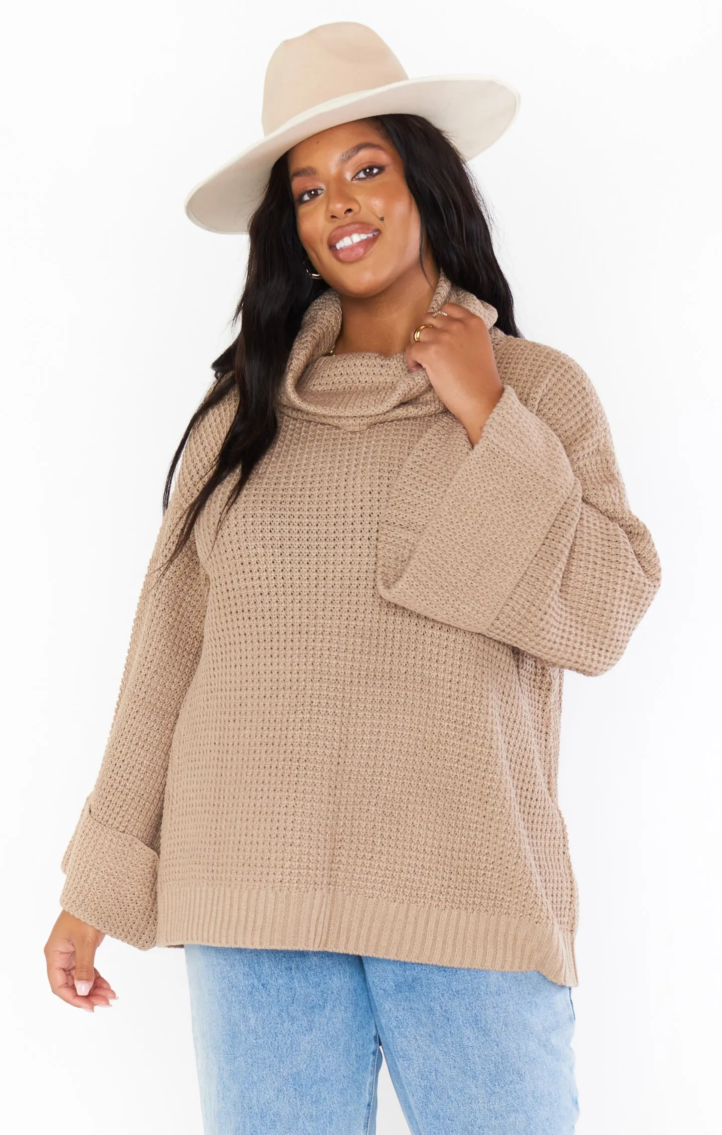 Hicks Sweater ~ Taupe Waffle Knit