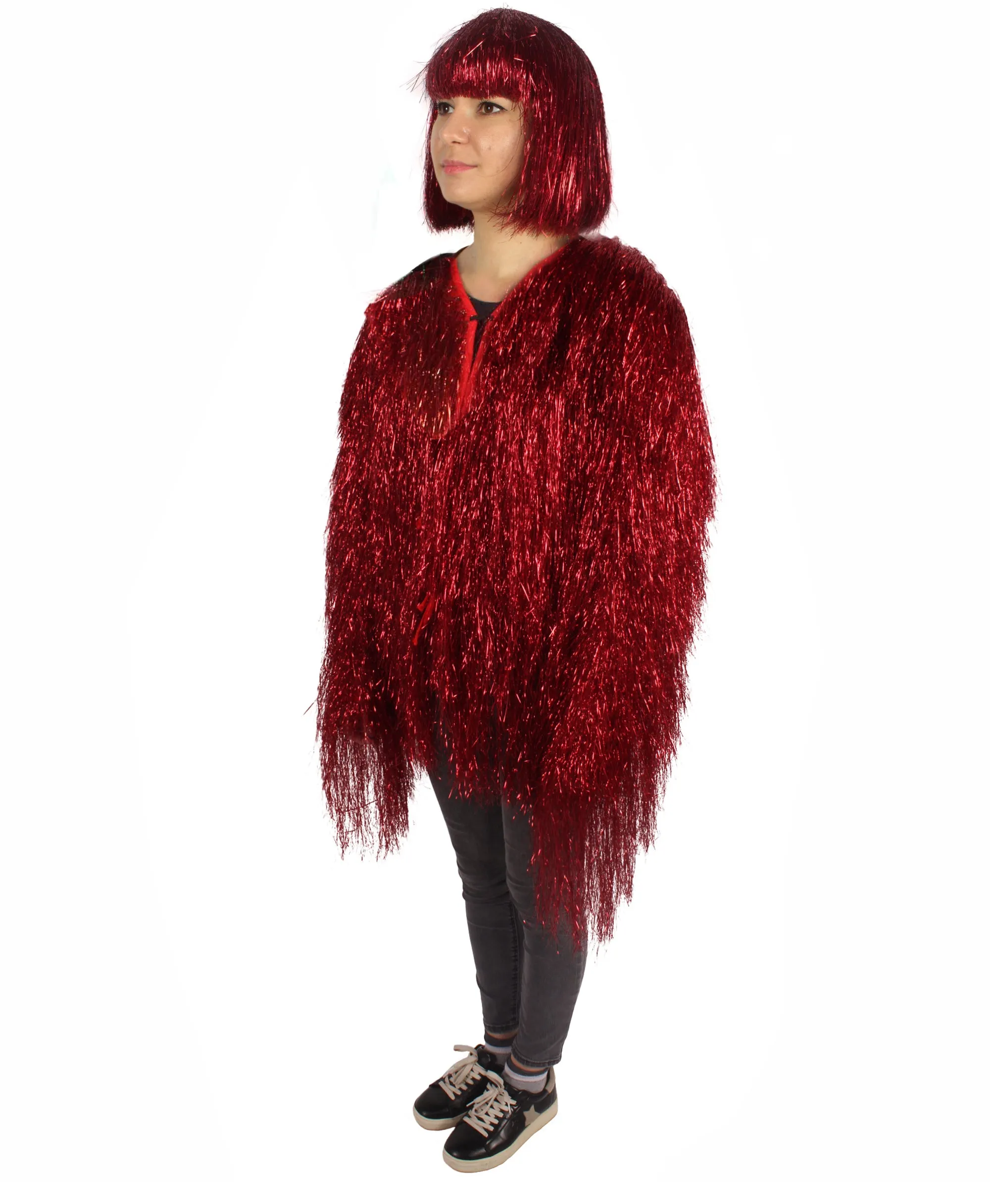 HPO Unisex Festival Carnival Thin Tinsel Jacket with Loose Fit | Extra Dense Tinsel | Multiple Size and Color Options