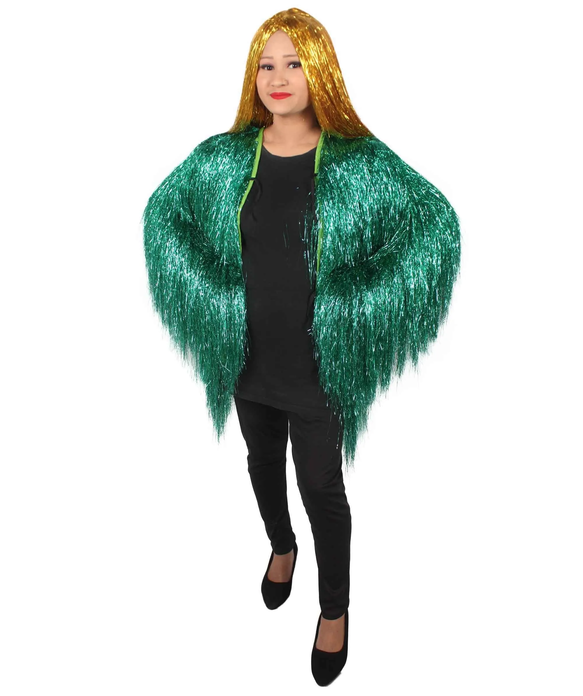 HPO Unisex Festival Carnival Thin Tinsel Jacket with Loose Fit | Extra Dense Tinsel | Multiple Size and Color Options