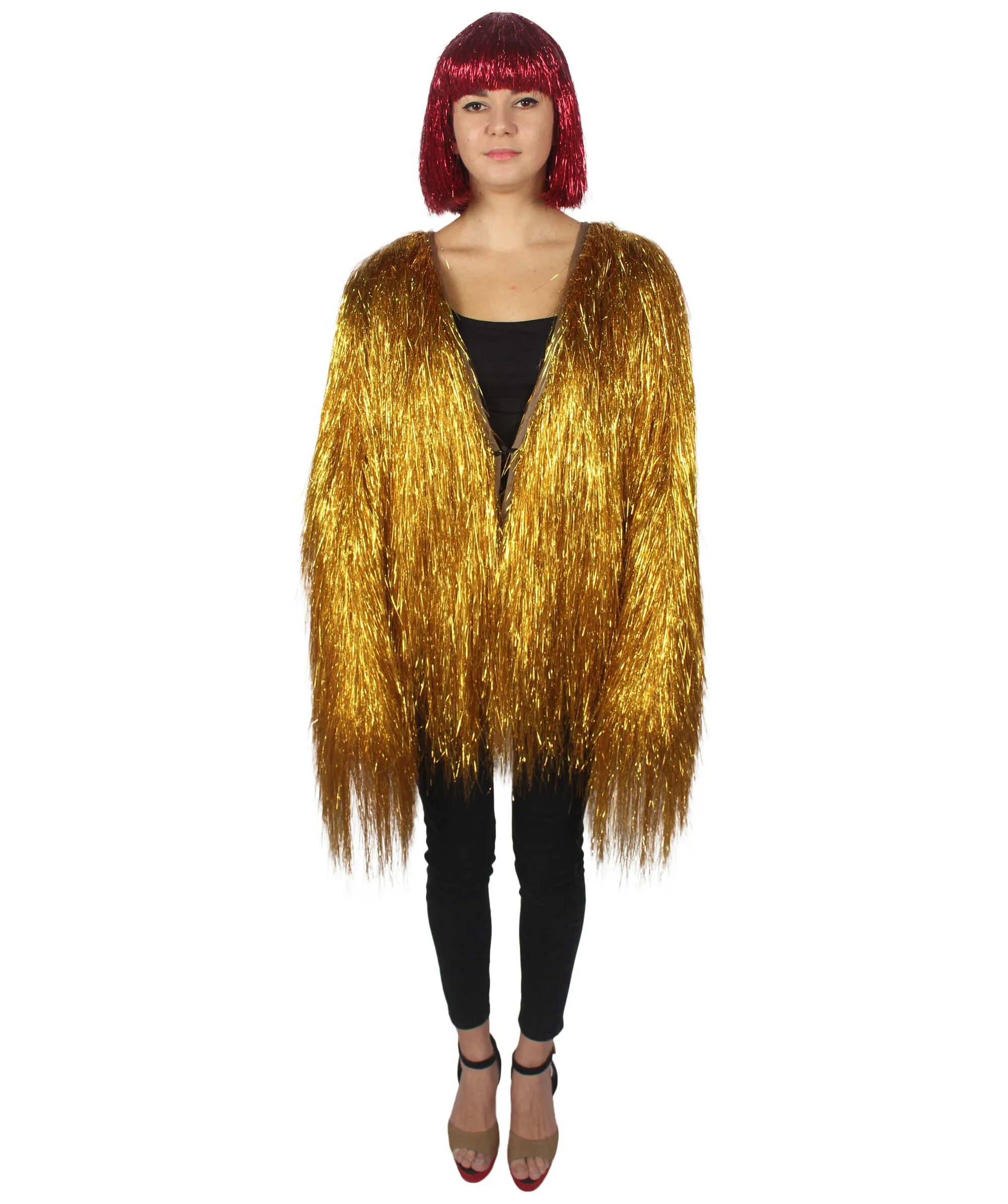 HPO Unisex Festival Carnival Thin Tinsel Jacket with Loose Fit | Extra Dense Tinsel | Multiple Size and Color Options