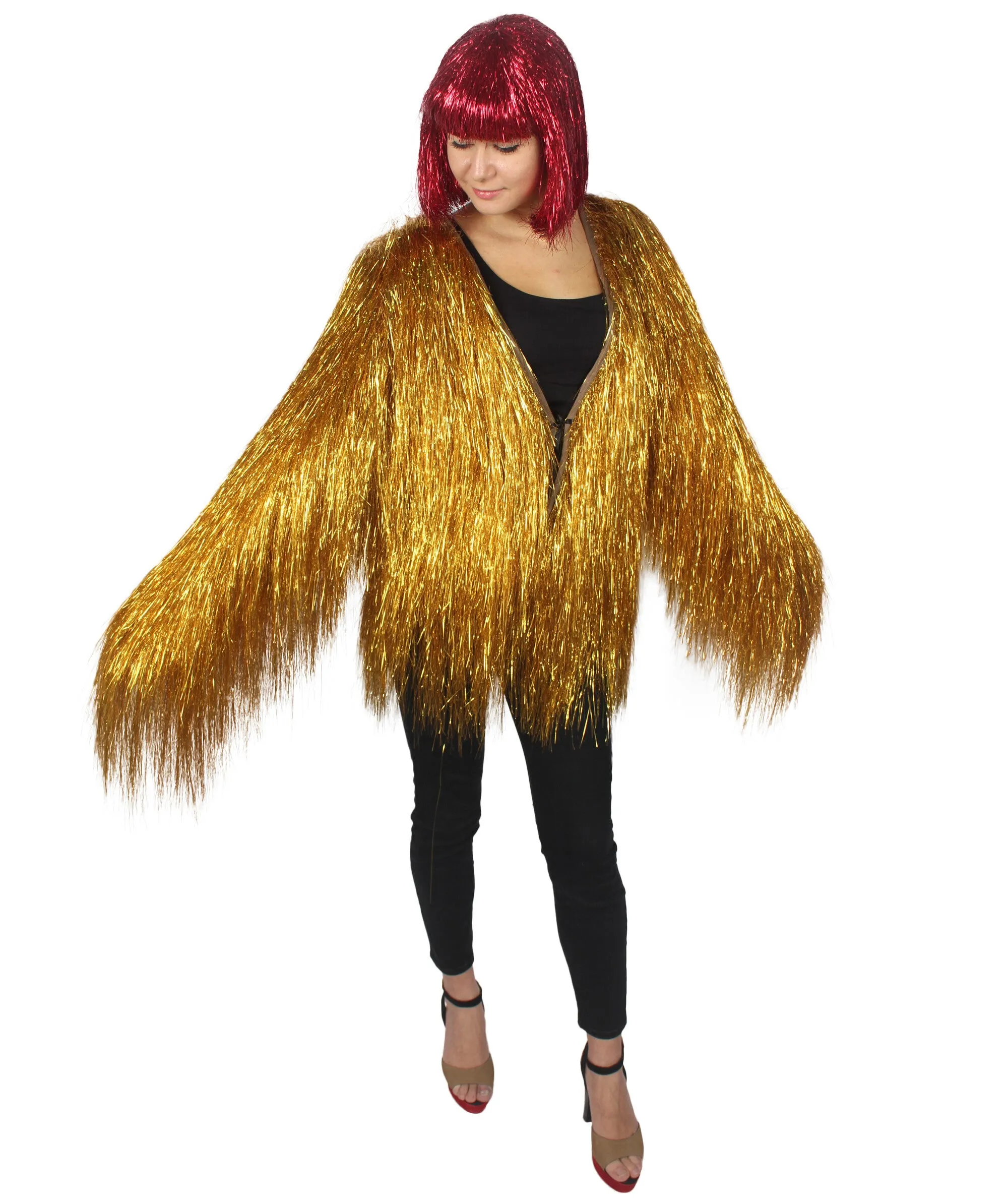 HPO Unisex Festival Carnival Thin Tinsel Jacket with Loose Fit | Extra Dense Tinsel | Multiple Size and Color Options