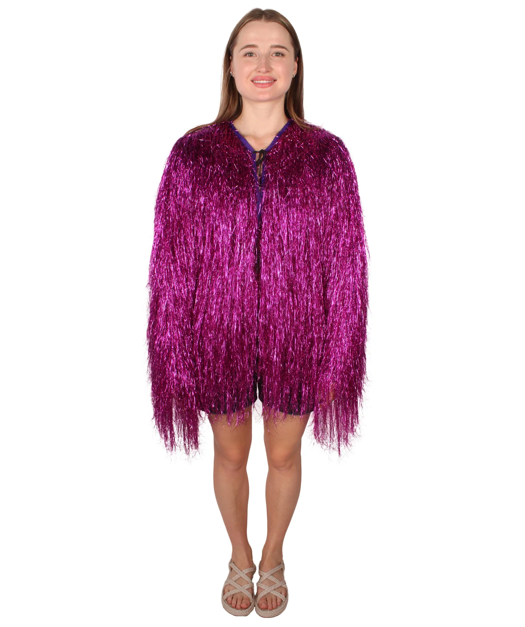 HPO Unisex Festival Carnival Thin Tinsel Jacket with Loose Fit | Extra Dense Tinsel | Multiple Size and Color Options