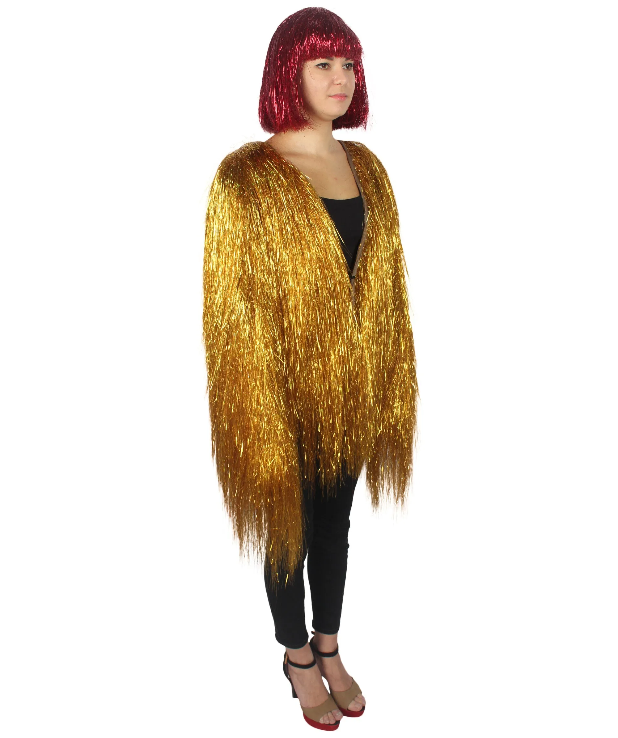 HPO Unisex Festival Carnival Thin Tinsel Jacket with Loose Fit | Extra Dense Tinsel | Multiple Size and Color Options