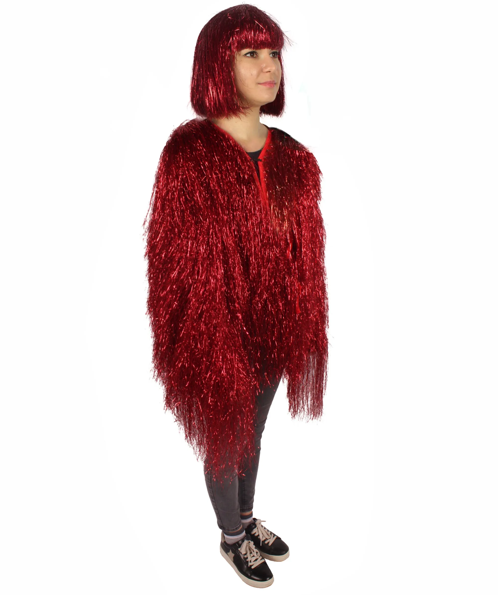 HPO Unisex Festival Carnival Thin Tinsel Jacket with Loose Fit | Extra Dense Tinsel | Multiple Size and Color Options