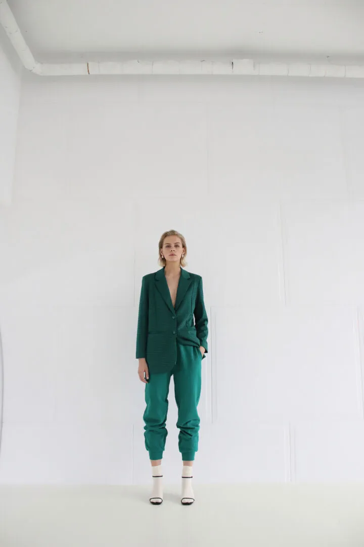 Ichi Kate Cameleon Oversized Blazer-Cadmium Green-20119375