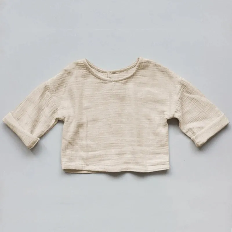 Long-Sleeved Cotton Muslin Top