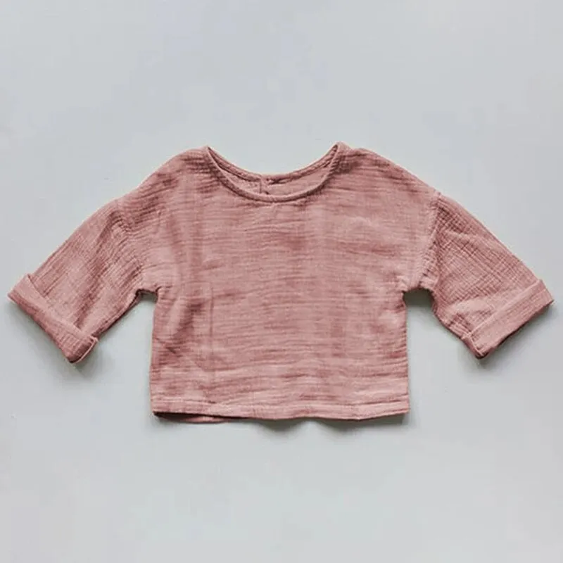 Long-Sleeved Cotton Muslin Top