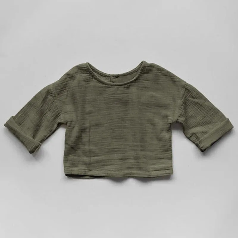 Long-Sleeved Cotton Muslin Top