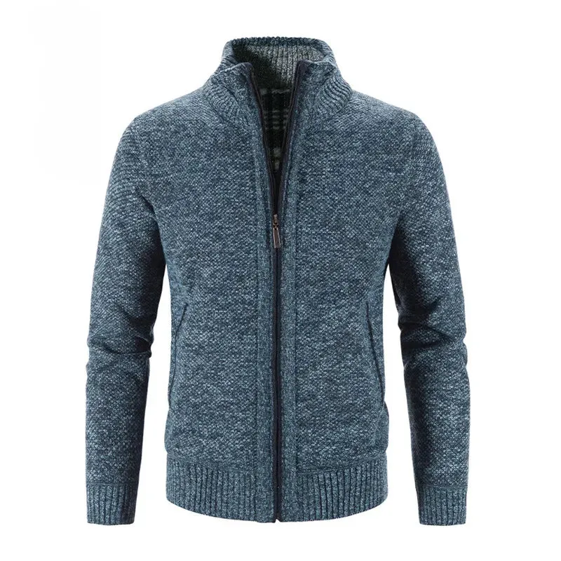 Mens Knitted Slim Fit Causal Solid Single Breasted Cardigan