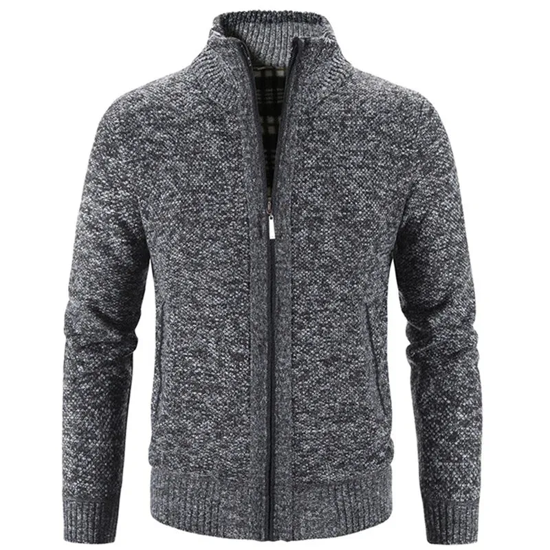 Mens Knitted Slim Fit Causal Solid Single Breasted Cardigan