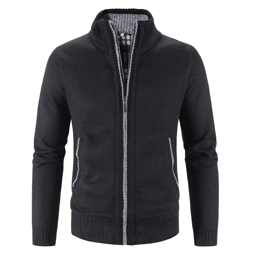 Mens Knitted Slim Fit Causal Solid Single Breasted Cardigan