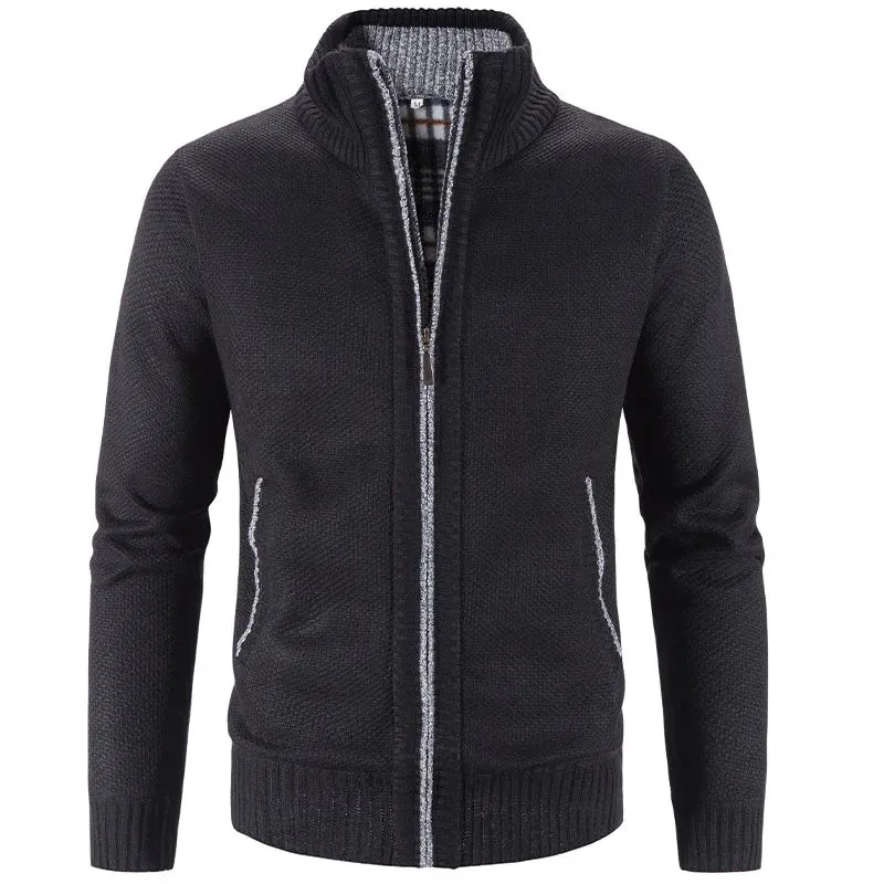 Mens Knitted Slim Fit Causal Solid Single Breasted Cardigan