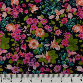 Navy Bright Bloom Cotton Print