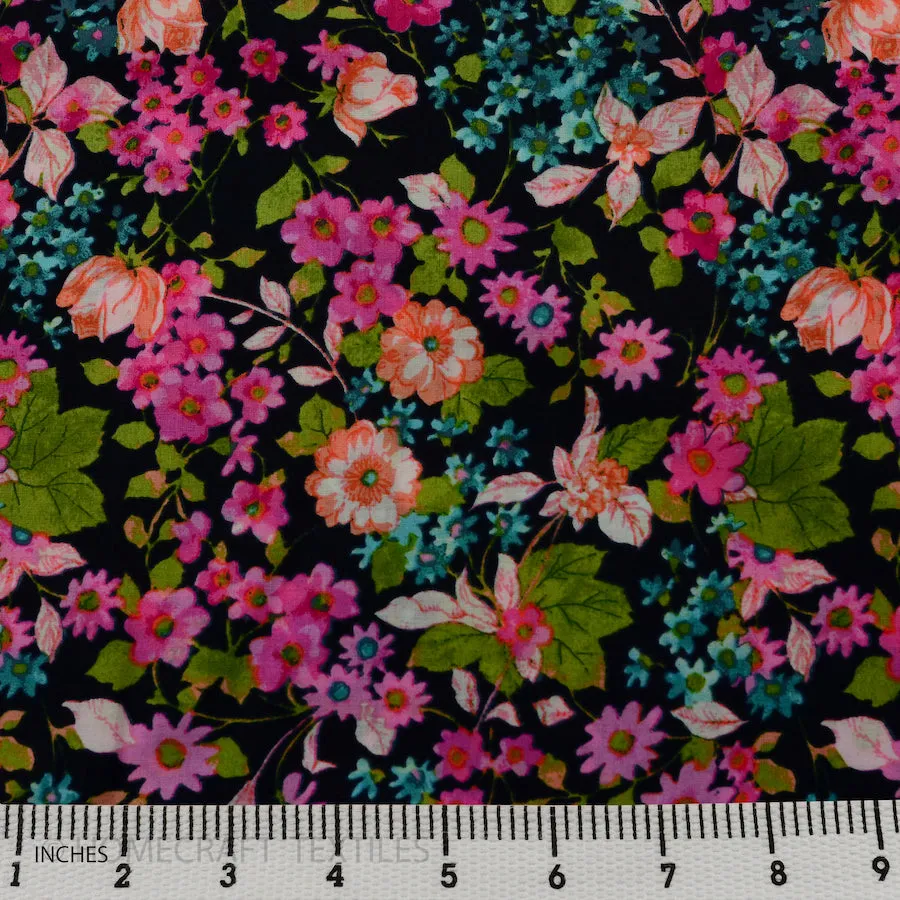 Navy Bright Bloom Cotton Print