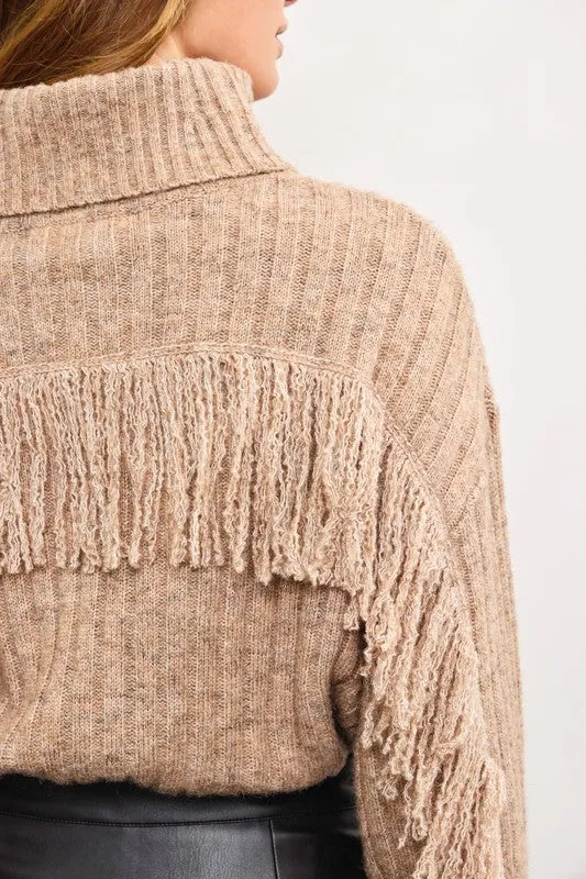 NEW!! Fringe Turtleneck Sweater in Mocha