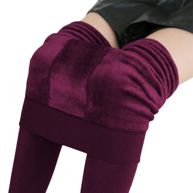 NORMOV S-3XL Plus Size Warm Winter Leggings Women Warm Velvet Pants Leggins High Waist Thick Legging Winter Pant Trousers Women