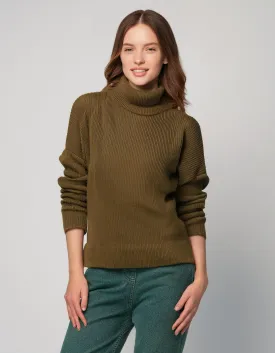 Olive Green Cozy Turtleneck Sweater