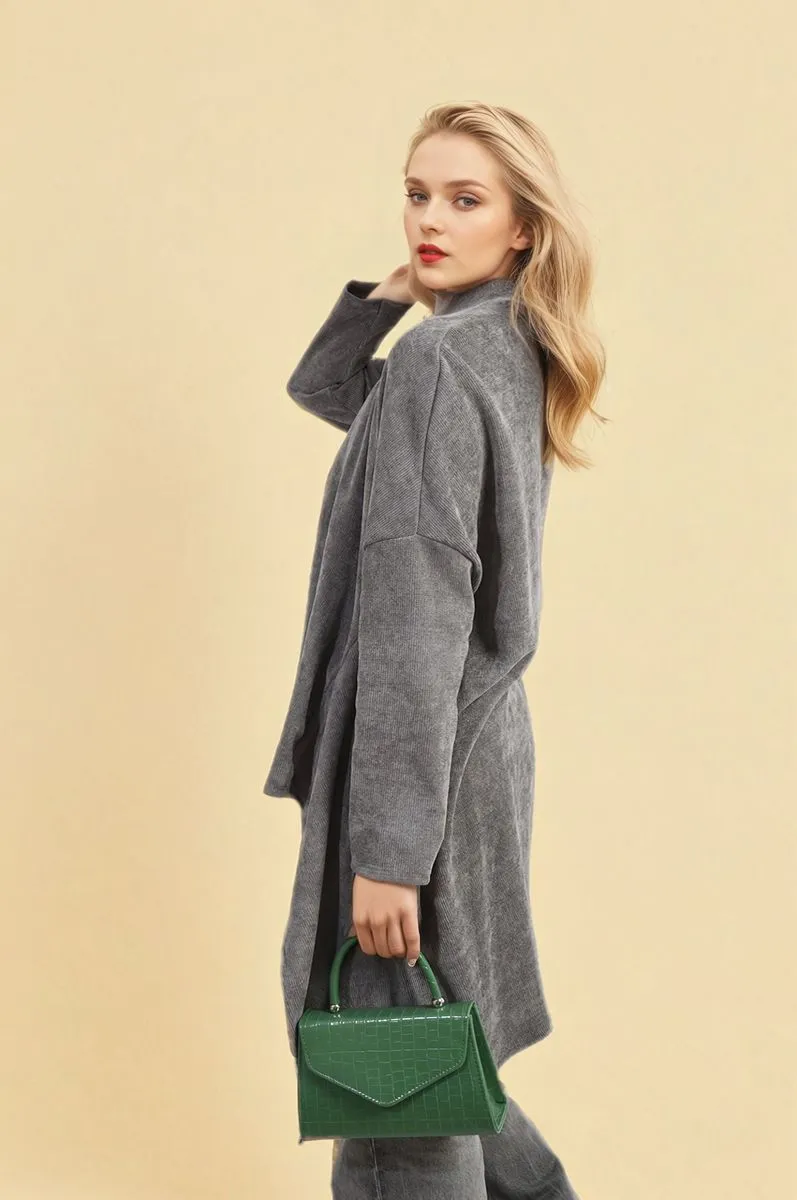 Open Front Long Back Knitted Cardigan